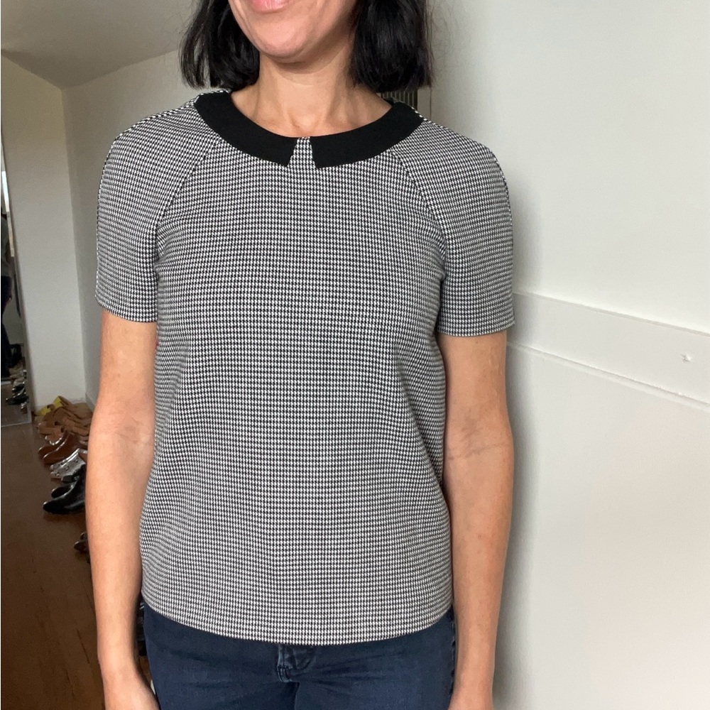 Zara Classic Black and White Women's Houndstooth Top